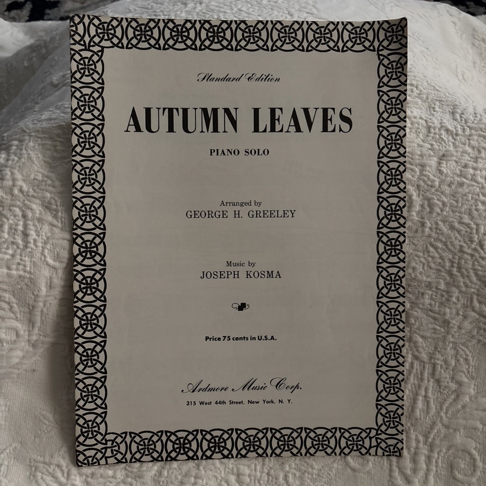Autumn Leaves Piano Solo Sheet Music Joseph Kosma Ardmore Vintage - Picture 2 of 7